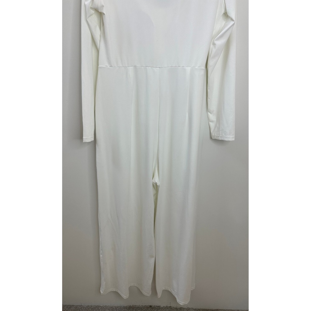 Halara Long Sleeve Wide Leg Jumpsuit Off White Size XL Stretch Pull On One Piece - Picture 7 of 13